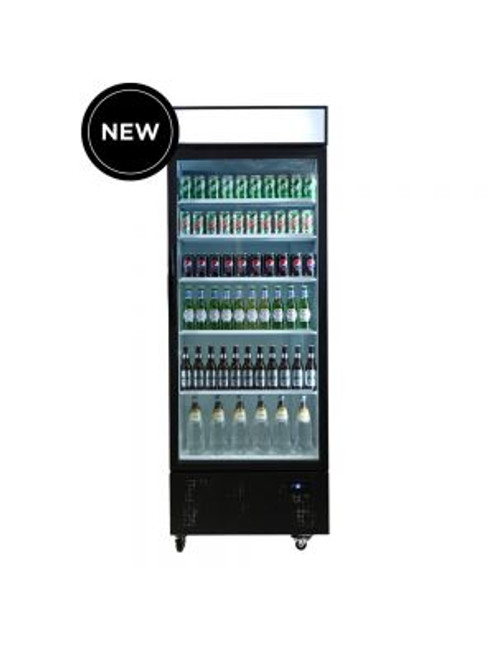 Bromic GM0690LB LED 659L LED Single Flat Glass Door Display Refrigerator - Black