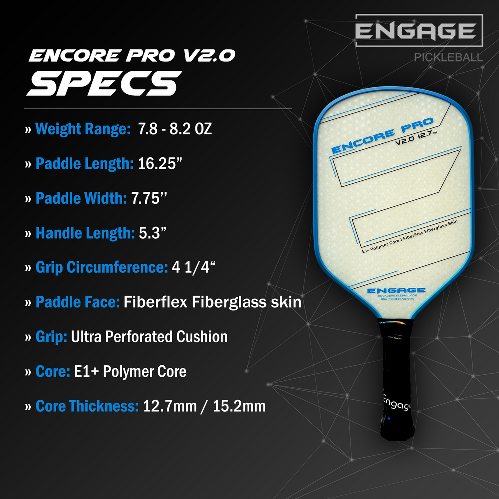 Engage Encore Pro V2.0 15.2mm Pickleball Paddle | Pickleball Central