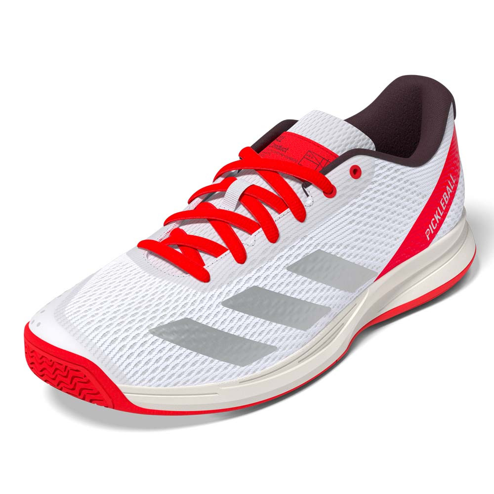 adidas White/Silver/Red Courtflash Men's Pickleball Shoe | Fast