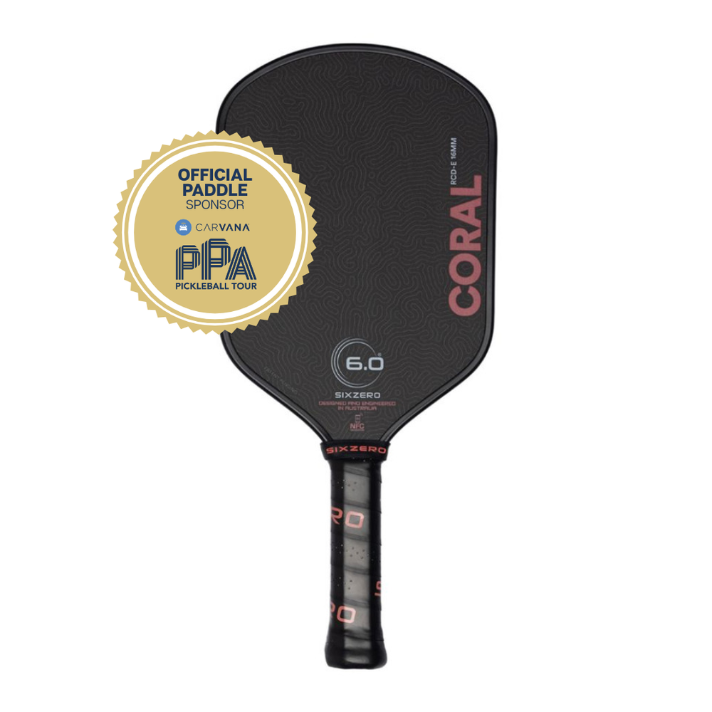 Six Zero Coral 16mm Elongated Pickleball Paddle