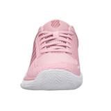 Front toe view of the K-Swiss Express Light Women's Pickleball Shoe shown in color option Coral Blush/White/Metallic Rose