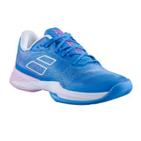 Jet Mach 3 Pickleball Shoe by Babolat for Women shown in French Blue. Available in sizes' 5 to 11.5.  Side detail