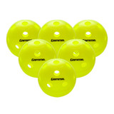 Six pack of the Photon Indoor Pickleball from GAMMA shown in neon green