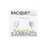 Racquet, Inc's Silver Pickleball Paddle Earrings with post and pushback closures.