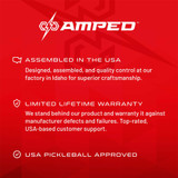 AMPED Paddles by Selkirk Sport are assembled in the US, include a limited lifetime warranty, and are USA Pickleball Approved