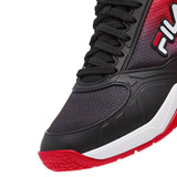 FILA Volley Zone Pickleball Shoe for Men in Black/White/FILA Red, close up toe view