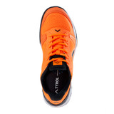 Top view of the Tyrol Drive V Court Shoe featuring a orange and black design