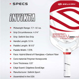 Selkirk VANGUARD Power Air Invikta Pickleball Paddle specifications