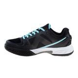 Inner side view of the Striker Pro V Women's Court Shoe by Tyrol featuring a breathable nylon upper and wide toe box