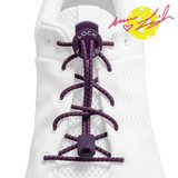 Lock Laces shown in Purple. Featuring an elastic cord construction and locking cord clip for adjustable tension.