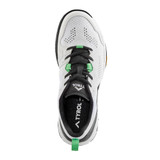 Above view of the Velocity V Series Men's Shoe by Tyrol featuring a white and green color combination. Available in sizes 7-12, 13, 14