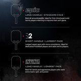 Infographic depicting the key differences between the VANGUARD Epic, S2, and Invikta paddles
