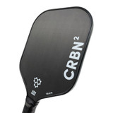 14 millimeter thick white CRBN-2 Carbon Fiber Paddle by CRBN Pickleball. Middleweight with medium grip