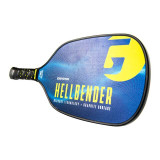 Hellbender Graphite Pickleball Paddle by GAMMA in blue and yellow graphics and a striking shape.