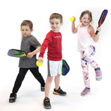 V300 Youth Pickleball Paddle by Vulcan available in Fire Stick (red/purple), and Glow Stick (green/blue) color combinations.