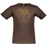 Men's Michigan Pickleball Cotton T-Shirt in Vintage Chocolate