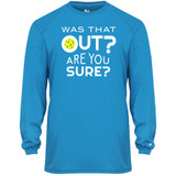 Men's Was That Out Core Performance Long-Sleeve Shirt in Electric Blue