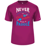 Men's Never Underestimate Core Performance T-Shirt in Hot Pink
