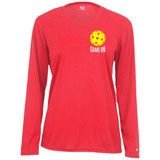 Women's Game On Pickleball Core Performance Long-Sleeve Shirt in Hot Coral