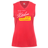 Women's Stay Out of the Kitchen Core Performance Sleeveless Shirt in Hot Coral