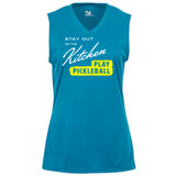 Women's Stay Out of the Kitchen Core Performance Sleeveless Shirt in Electric Blue