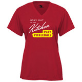 Women's Stay Out of the Kitchen Core Performance T-Shirt in Red