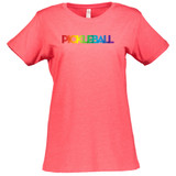 Women's Rainbow Cotton T-Shirt in Vintage Red