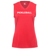 Women's Pickleball Net Core Performance Sleeveless Shirt in Hot Coral