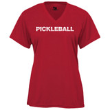 Women's Pickleball Net Core Performance T-Shirt in Red