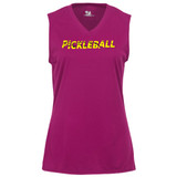 Women's Pickleball Slices Sleeveless Shirt in Hot Pink