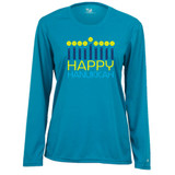 Women's Hanukkah Core Performance Long-Sleeve Shirt in Electric Blue