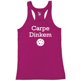 Women's Carpe Dinkem Core Performance Racerback Tank in Hot Pink