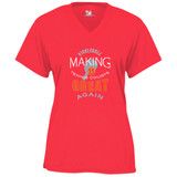 Women's Tennis Court Core Performance T-Shirt in Hot Coral