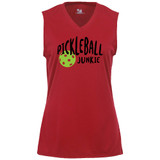 Women's Pickleball Junkie Core Performance Sleeveless Shirt in Red