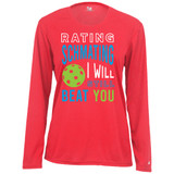 Women's Rating Schmating Core Performance Long-Sleeve Shirt in Hot Coral