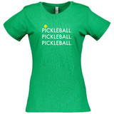 Women's Triple Pickleball Cotton T-Shirt in Vintage Green