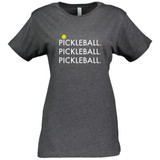 Women's Triple Pickleball Cotton T-Shirt in Vintage Smoke