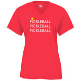 Women's Triple Pickleball Core Performance T-Shirt in Hot Coral