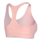 Back of the AvaLee by Selkirk Zip-Up Sports Bra showing the racerback straps. Available in sizes XS-2XL and in color Pale Peony