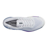 Wilson Women's Rush Pro 4.0 shoe in White/Eventide/Royal Lilac - Top View
