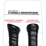 ProXR Carbon Fiber 16 Pickleball Paddle grip option infographic with Continental Standard and Eastern Slim grips.