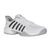 White/High-Rise/Black Pickleball Supreme Shoe by K-Swiss, front angled view. Offered in sizes 7 to 12, 13, 14
