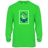 Carpe Dinkem 2.0 Men's Core Performance Long-Sleeve Shirt shown in color Lime. Sizes S-3XL