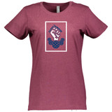 Carpe Dinkem 2.0 Women's Cotton Short Sleeve T-Shirt shown in color Vintage Burgundy. Available in sizes S-2XL