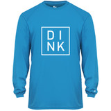 DINK Men's Core Performance Long-Sleeve Shirt shown in color Electric Blue. Available in sizes S-3XL