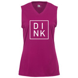 DINK Women's Core Performance Sleeveless Shirt shown in color Hot Pink. Available in sizes S-2XL
