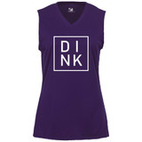 DINK Women's Core Performance Sleeveless Shirt shown in color Purple. Available in sizes S-2XL