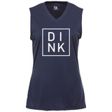 DINK Women's Core Performance Sleeveless Shirt shown in color Navy. Available in sizes S-2XL