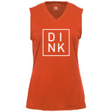 DINK Women's Core Performance Sleeveless Shirt shown in color Burnt Orange. Available in sizes S-2XL