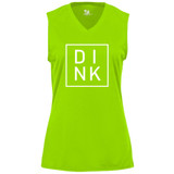 DINK Women's Core Performance Sleeveless Shirt shown in color Lime. Available in sizes S-2XL